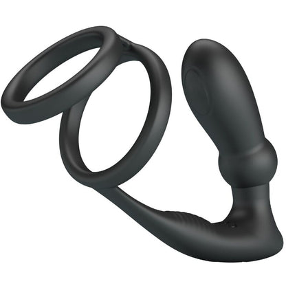 PRETTY LOVE - EMONI PENISRING + ANAL PLUG 12 VIBRATIONEN SCHWARZ - Sexotim