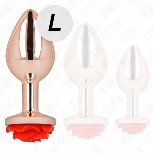 KINK - ROSA GOLDENER ANALSTECKER MIT ROTER ROSE L - Sexotim