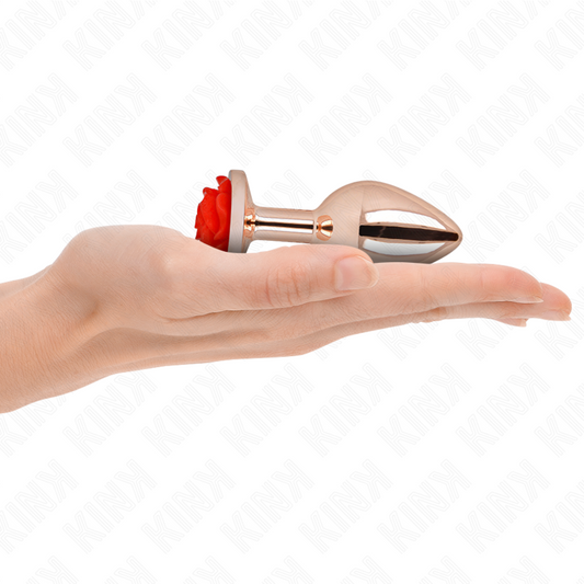 KINK - ROSA GOLDENER ANALSTECKER MIT ROTER ROSE M - Sexotim
