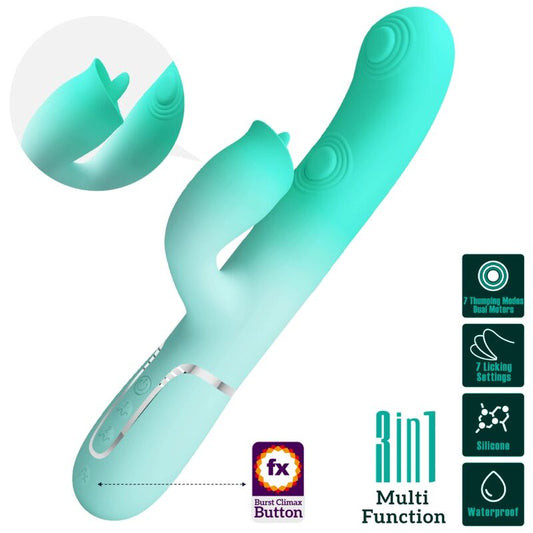 PRETTY LOVE - GIGI MULTIFUNKTIONS-RABBIT-VIBRATOR AQUAGRÜN - Sexotim