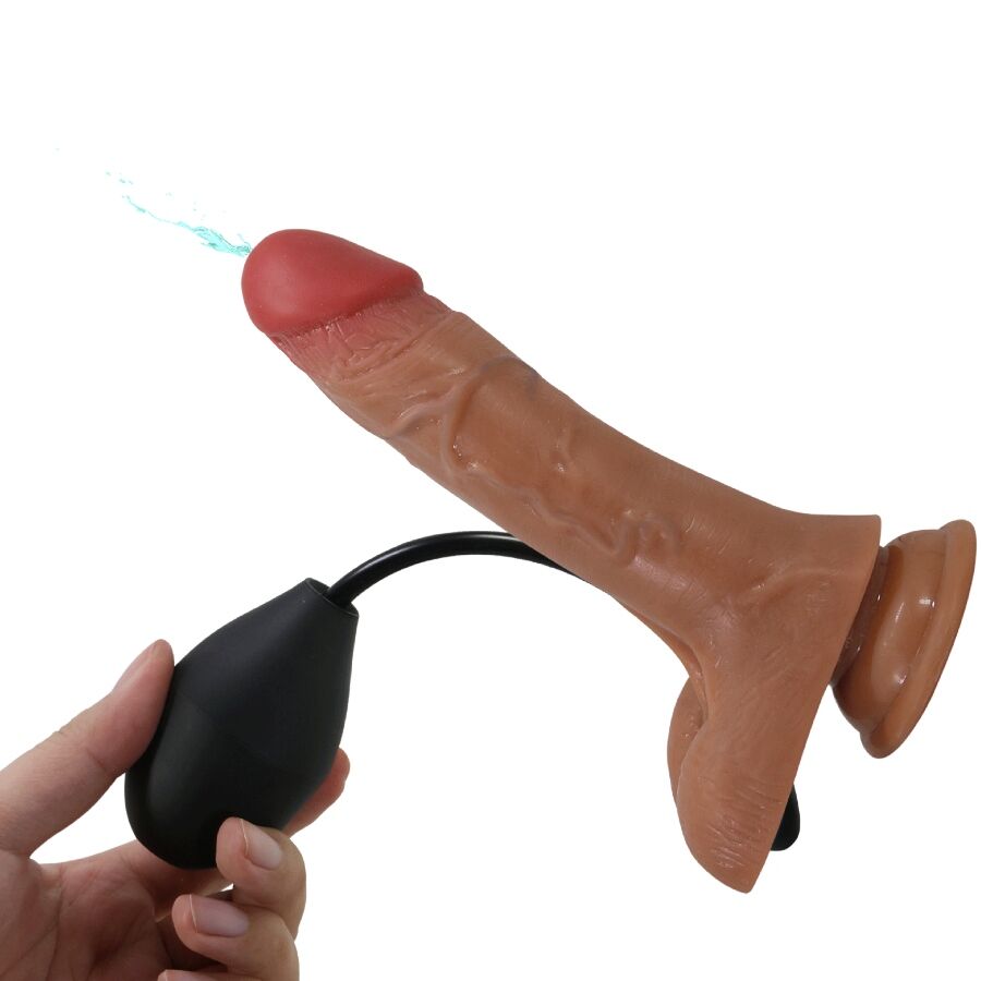 PRETTY LOVE - UNIVERSAL HARNESS SLIP MIT VIBRIERENDEM UND SQUIRTING-DILDO 15,5 CM MULATO - Sexotim