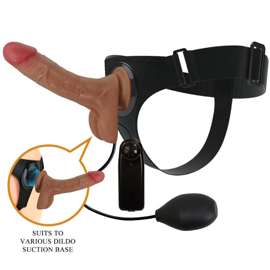 PRETTY LOVE - UNIVERSAL HARNESS SLIP MIT VIBRIERENDEM UND SQUIRTING-DILDO 15,5 CM MULATO - Sexotim