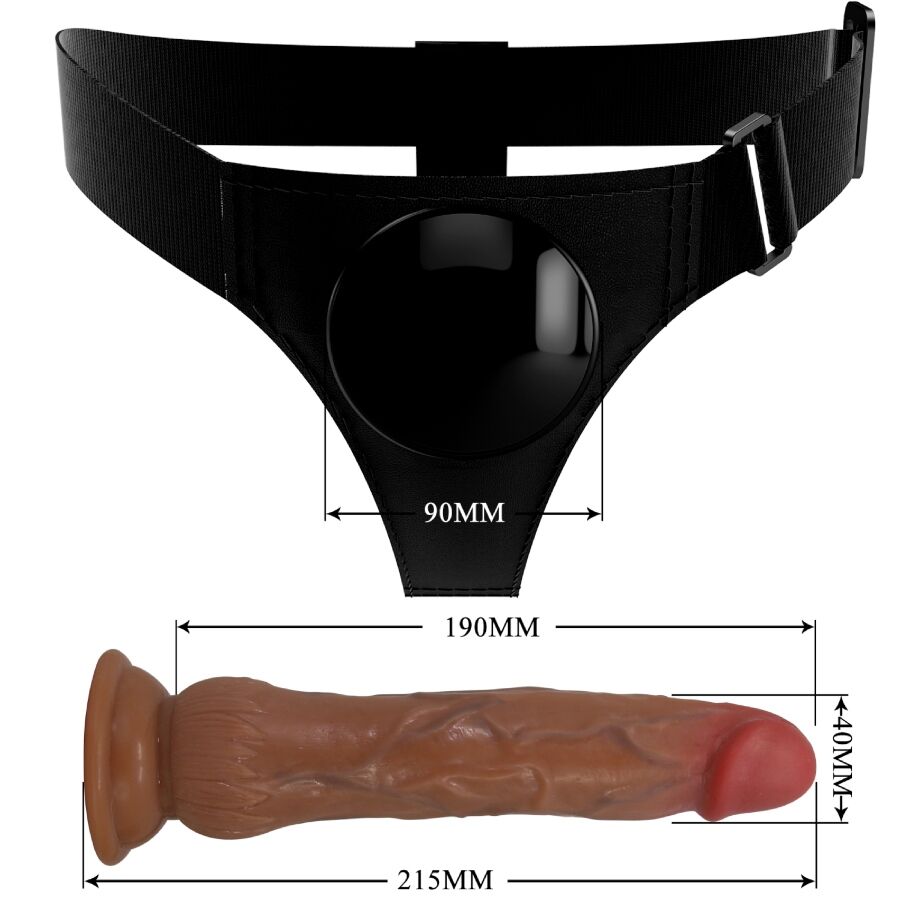 PRETTY LOVE - KYTON UNIVERSAL HARNESS SLIP MIT SQUIRTING DILDO 19 CM MULATO - Sexotim