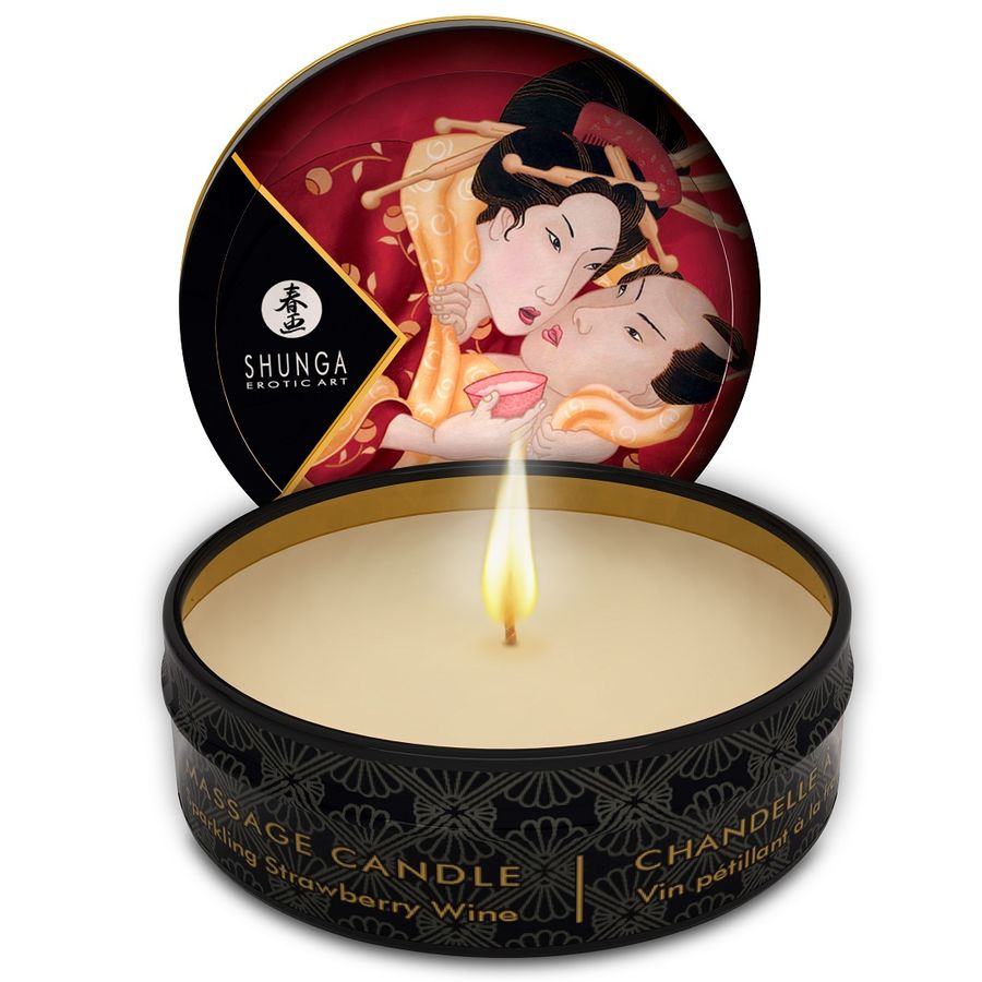 SHUNGA - MINI CARESS BY CANDELIGHT ERDBEERE UND CAVA MASSAGEKERZE 30 ML - Sexotim