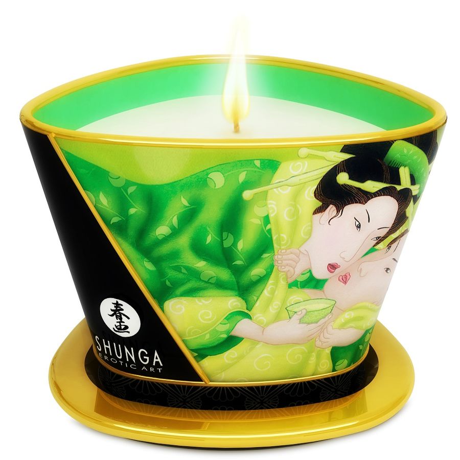 SHUNGA - MINI CARESS BY CANDELIGHT MASSAGEKERZE T GRÜN 170 ML - Sexotim