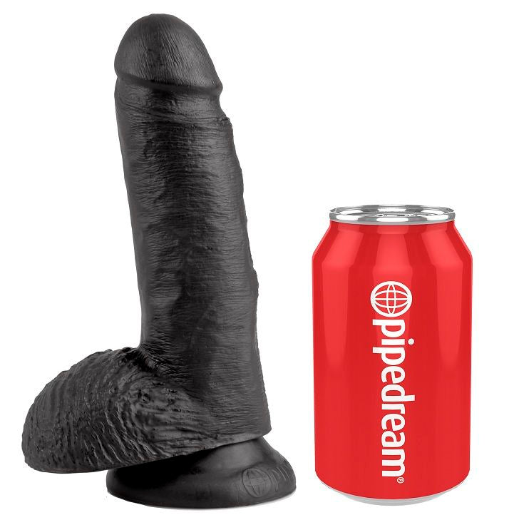 KING COCK - 7 DILDO SCHWARZ MIT EIER 17.8 CM - Sexotim