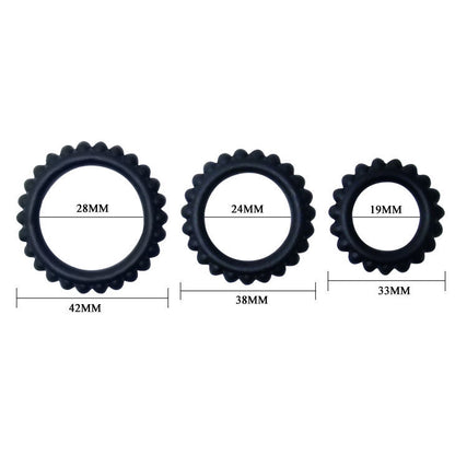 BAILE - TITAN SET 3STK COCKRING SCHWARZ 2.8 + 2.4 + 1.9 CM - Sexotim