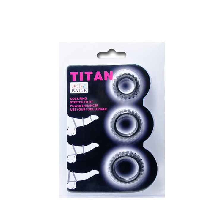 BAILE - TITAN SET 3STK COCKRING SCHWARZ 2.8 + 2.4 + 1.9 CM - Sexotim