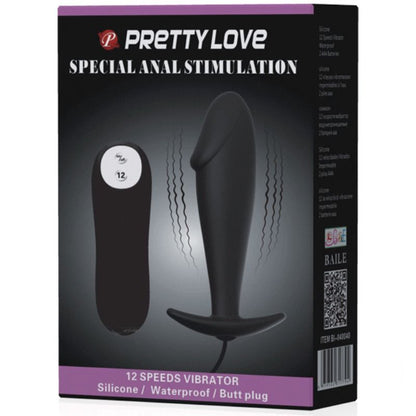 PRETTY LOVE - SILIKON ANAL PLUG PENIS FORM UND 12 VIBRATIONSMODI SCHWARZ - Sexotim