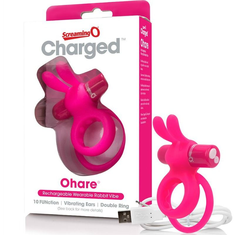 SCREAMING O - WIEAUFLADBARER DOPPELRING MIT KANINCHEN HARE ROSA - Sexotim