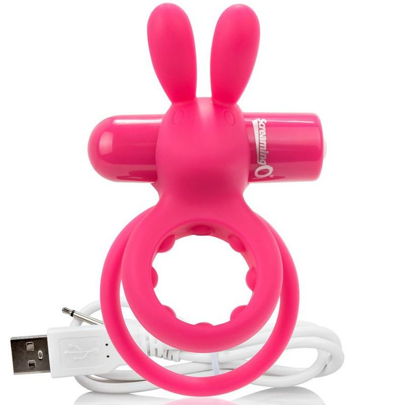 SCREAMING O - WIEAUFLADBARER DOPPELRING MIT KANINCHEN HARE ROSA - Sexotim