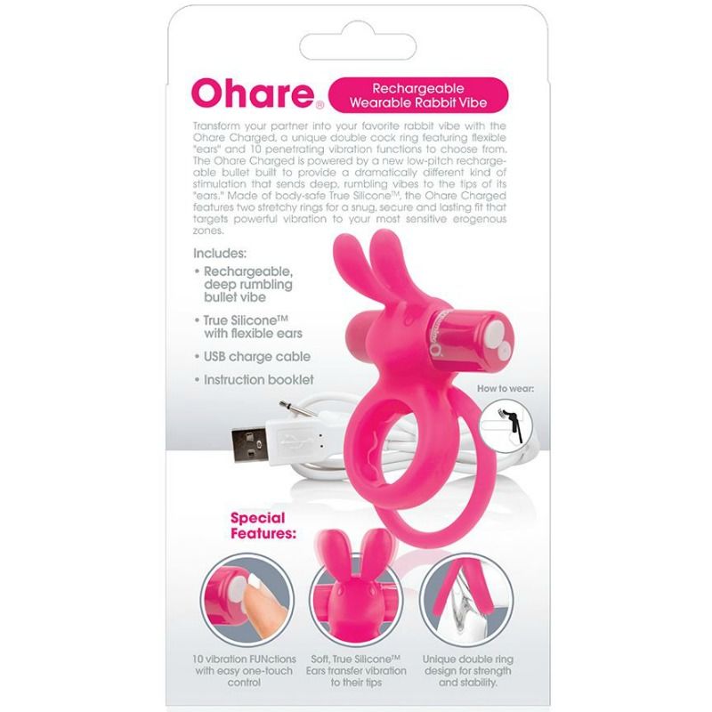SCREAMING O - WIEAUFLADBARER DOPPELRING MIT KANINCHEN HARE ROSA - Sexotim