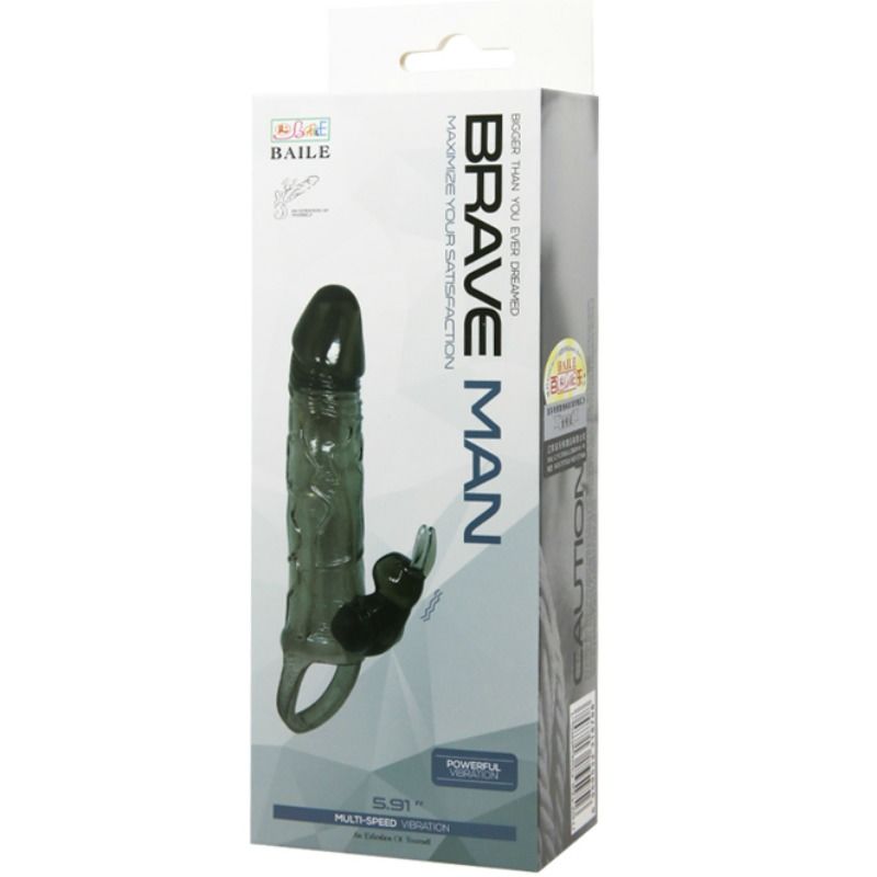 BAILE - BRAVE MAN PENISABDECKUNG MIT KANINCHEN SCHWARZ 16.5 CM - Sexotim