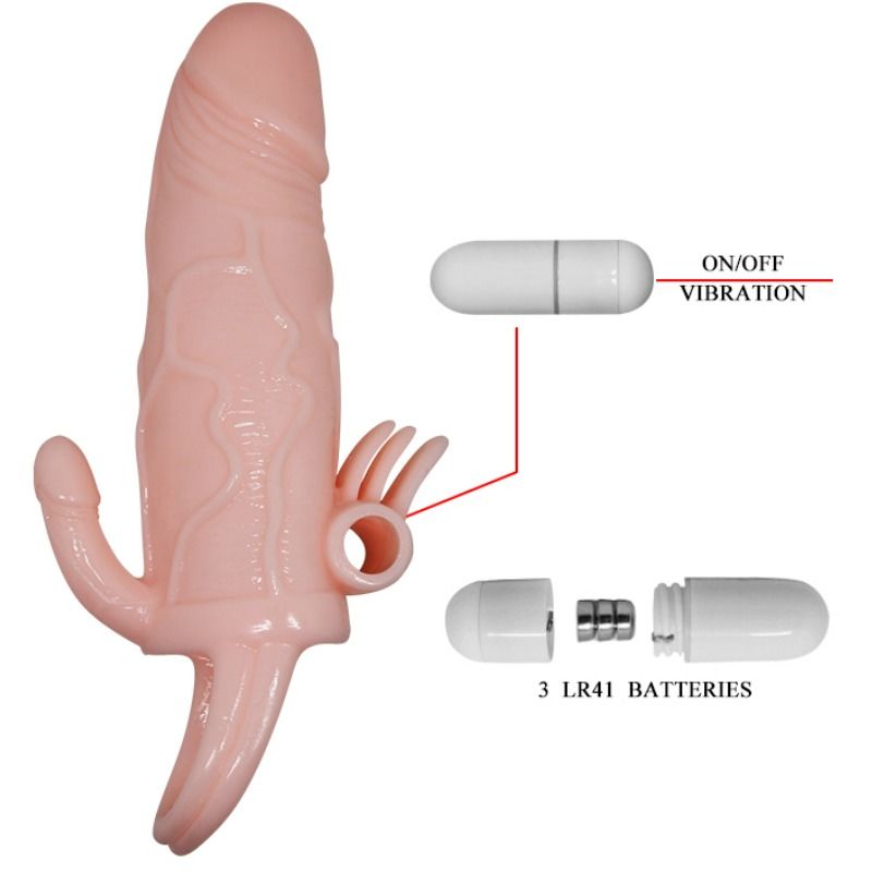 BAILE - BRAVE MAN PENISHÜLLE MIT KLITORIS UND ANALSTIMULATION FLEISCH 16.5 CM - Sexotim