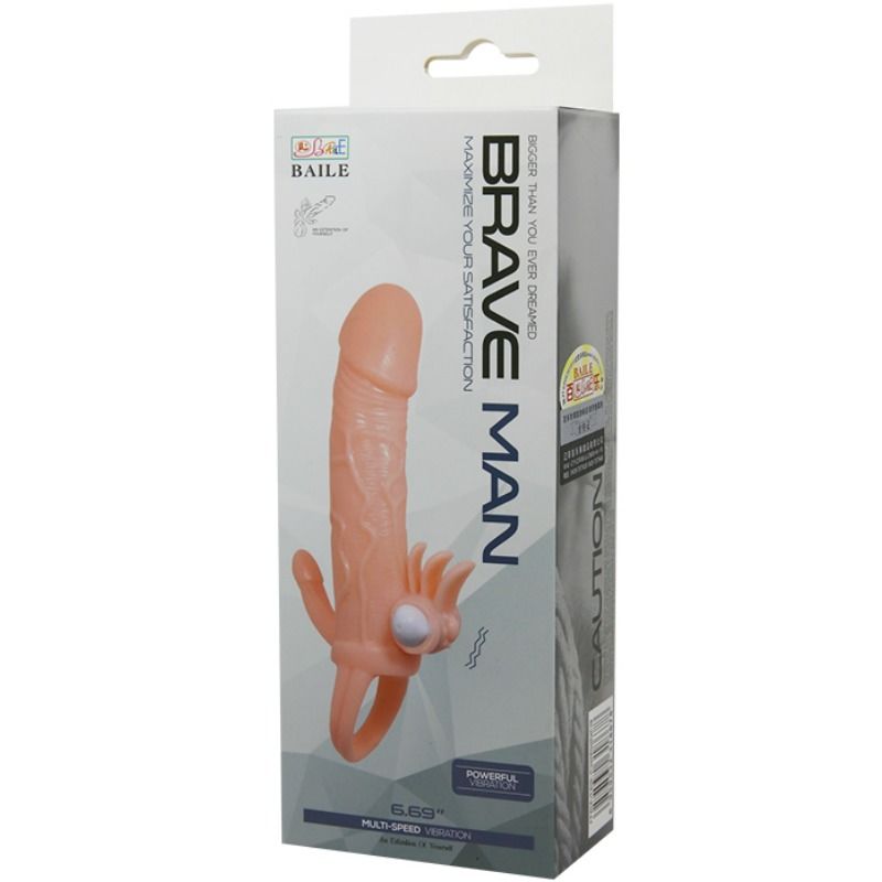 BAILE - BRAVE MAN PENISHÜLLE MIT KLITORIS UND ANALSTIMULATION FLEISCH 16.5 CM - Sexotim