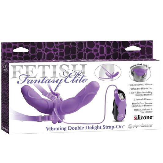 FETISH FANTASY ELITE - VIBRIERENDE DOPPELTE DELIGHT STRAP-ON PURPLE - Sexotim