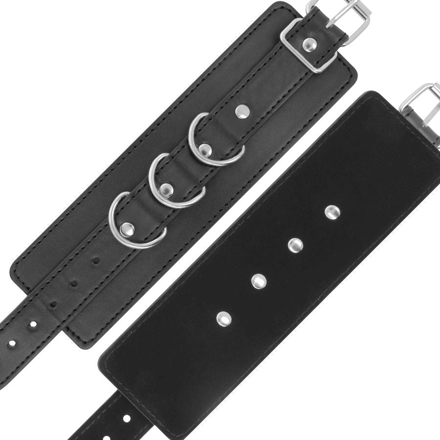 DARKNESS - SCHWARZE VERSTELLBARE LEDER-KNÖCHEL-HANDSCHELLEN - Sexotim