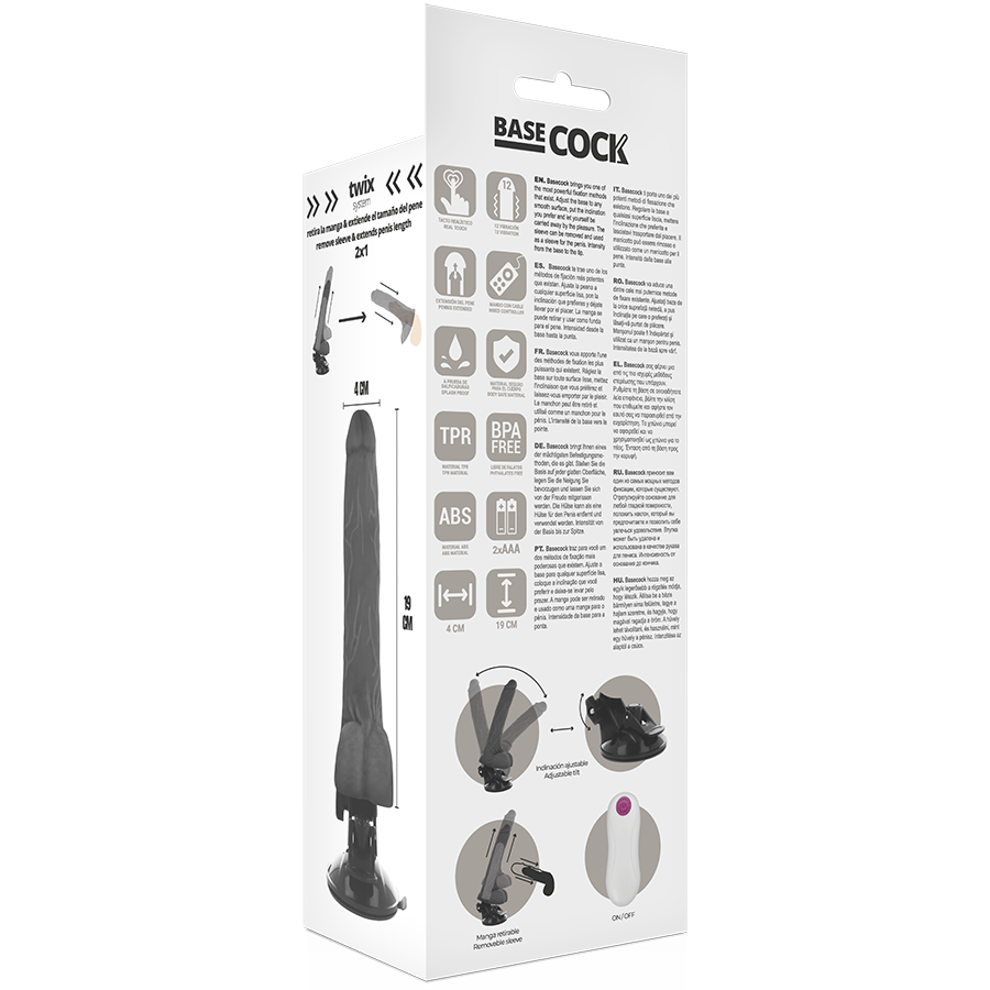 BASECOCK - REALISTISCHER VIBRATOR MIT FERNBEDIENUNG NATÜRLICH 19 CM -O- 4 CM - Sexotim