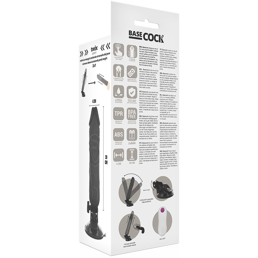 BASECOCK - REALISTISCHER NATÜRLICHER FERNBEDIENUNGSVIBRATOR 20 CM -O- 4 CM - Sexotim