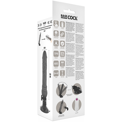 BASECOCK - REALISTISCHER NATÜRLICHER FERNBEDIENUNGSVIBRATOR 19.5 CM -O- 4 CM - Sexotim