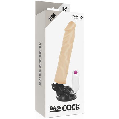 BASECOCK - REALISTISCHER VIBRATOR MIT FERNBEDIENUNG NATURWEISS 21 CM -O- 4 CM - Sexotim