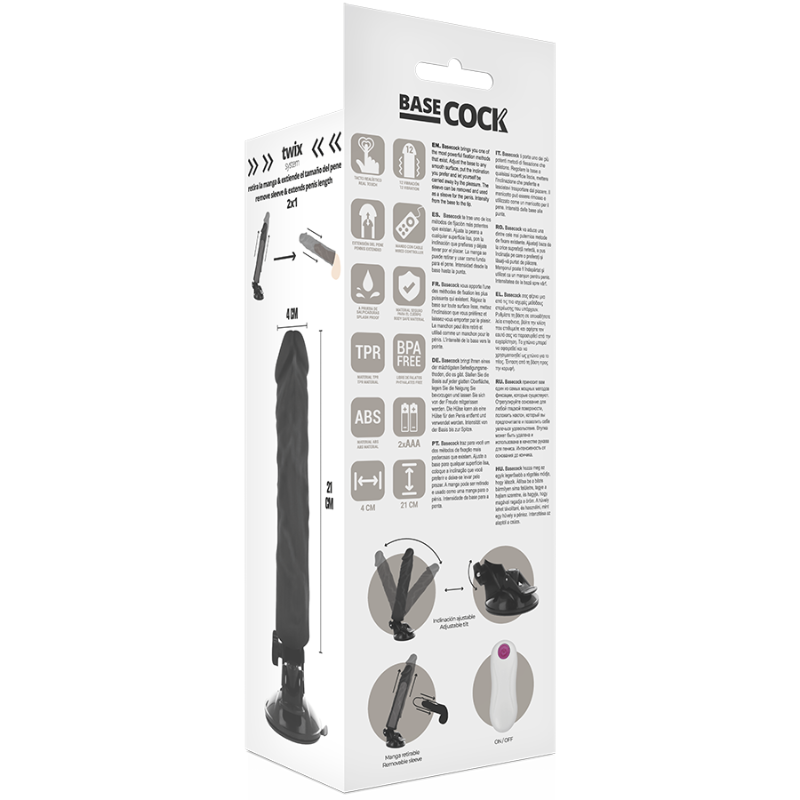 BASECOCK - REALISTISCHER VIBRATOR MIT FERNBEDIENUNG NATURWEISS 21 CM -O- 4 CM - Sexotim