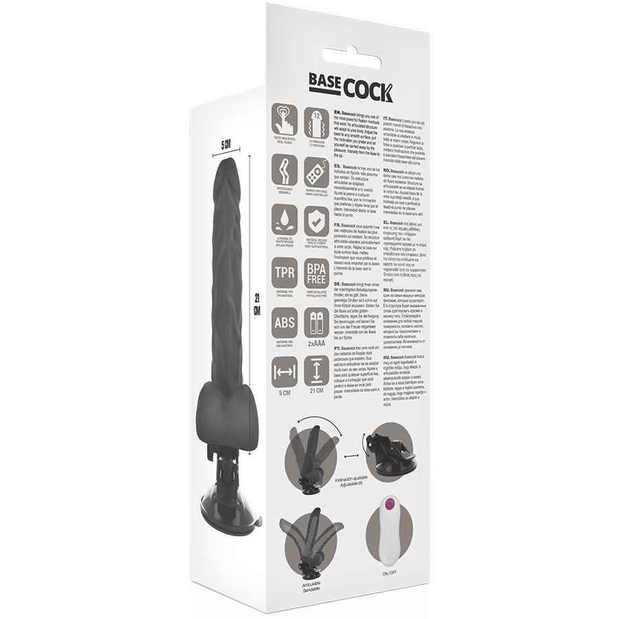 BASECOCK - ARTIKULIERBARER VIBRATOR NATÜRLICH MIT FERNBEDIENUNG 21 CM -O- 5 CM - Sexotim