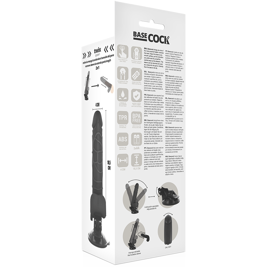 BASECOCK - REALISTISCHER NATÜRLICHER MIT FERNBEDIENUNG VIBRATOR 18.5 CM -O- 4CM - Sexotim