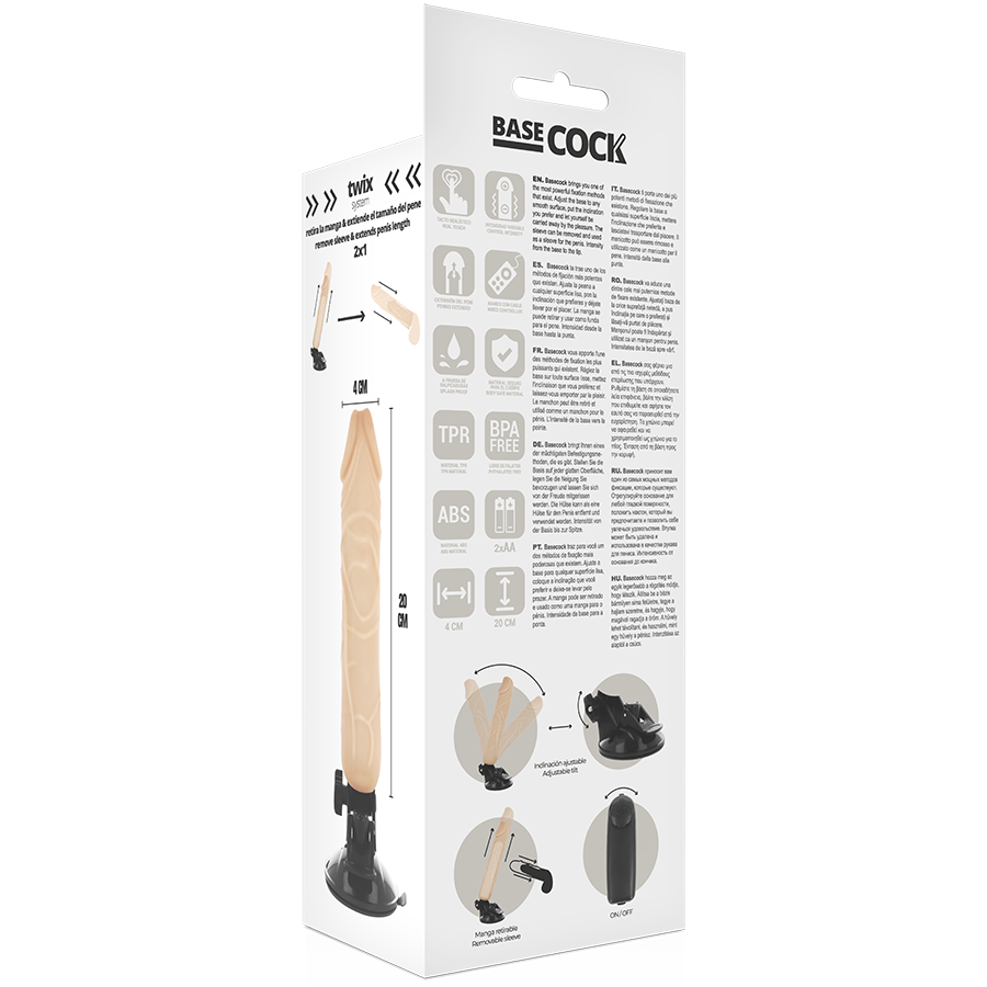 BASECOCK - REALISTISCHER VIBRATOR MIT FERNBEDIENUNG NATÜRLICHER 20 CM -O- 4 CM - Sexotim