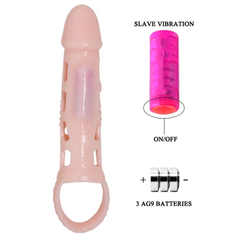 BAILE - PENIS EXTENDER COVER MIT VIBRATION UND NATÜRLICHEM GURT 13.5 CM - Sexotim