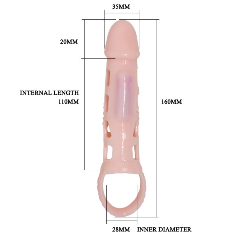 BAILE - PENIS EXTENDER COVER MIT VIBRATION UND NATÜRLICHEM GURT 13.5 CM - Sexotim