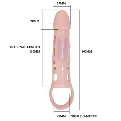 BAILE - PENIS EXTENDER COVER MIT VIBRATION UND NATÜRLICHEM GURT 13.5 CM - Sexotim