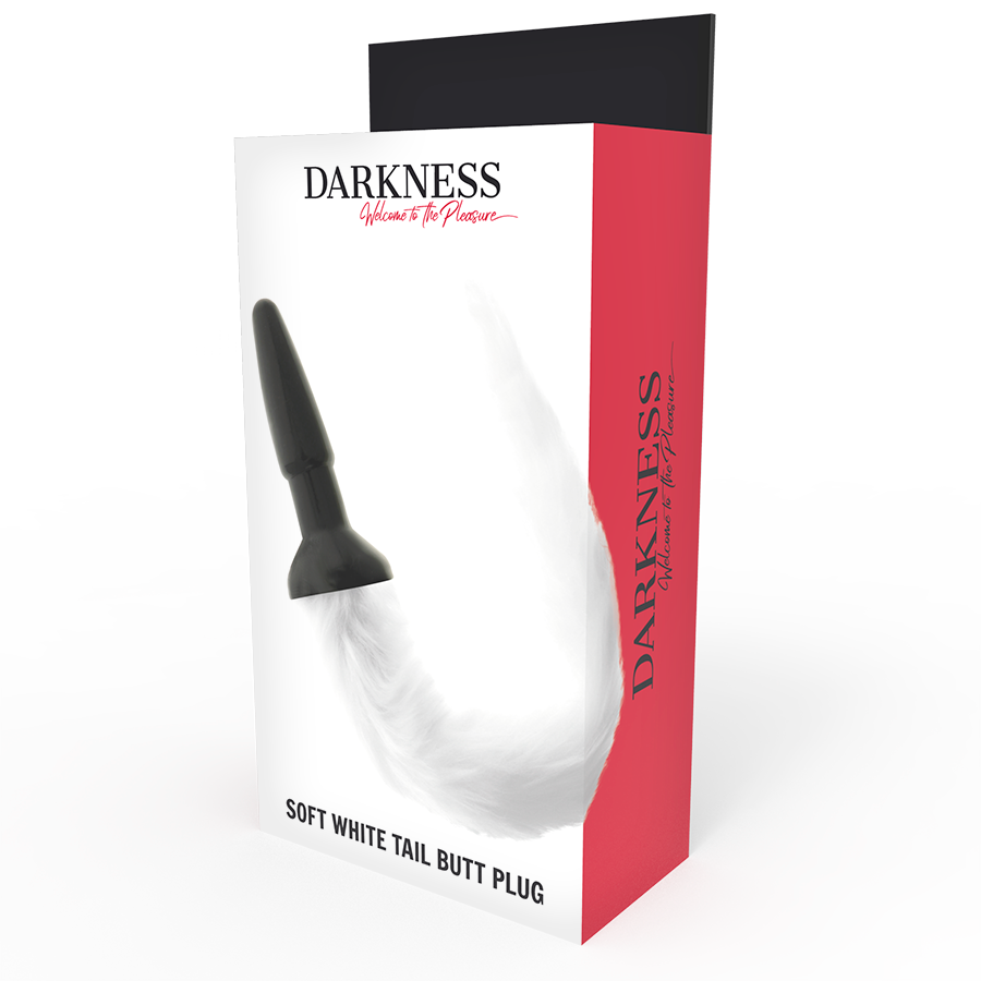 DARKNESS - SILIKON-ANALSPLUG MIT WEISSEN PELZSCHWANZ 12 CM - Sexotim