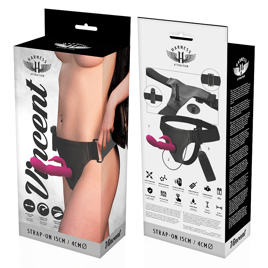 HARNESS ATTRACTION - RNES VIBRATOR KANINCHEN VINCENT 15 CM -O- 4 CM - Sexotim