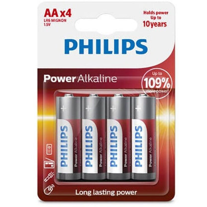 PHILIPS - POWER ALKALINE BATTERIE AA LR6 BLISTER * 4 - Sexotim