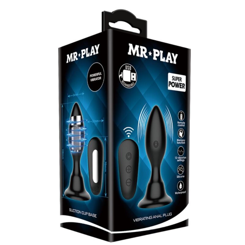 MR PLAY - ANALSTECKER MIT VIBRATION, SCHWARZE FERNBEDIENUNG - Sexotim