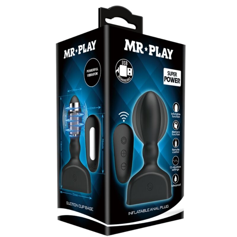 MR PLAY - SCHWARZER AUFBLASBARER ANALSTECKER MIT FERNBEDIENUNG - Sexotim