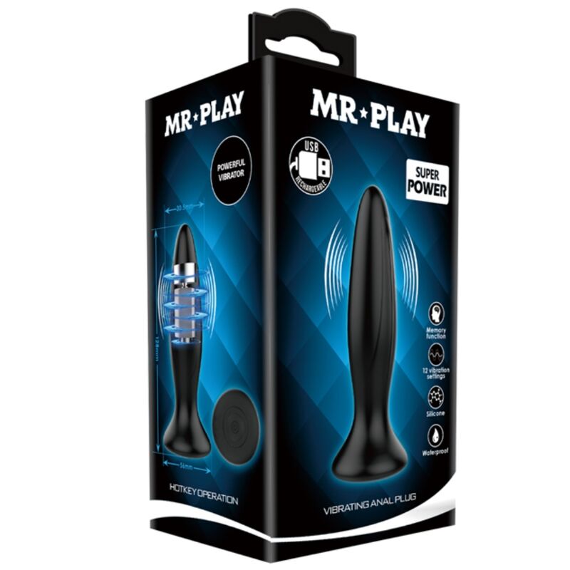 MR PLAY - WIEDERAUFLADBARER SCHWARZER VIBRATOR ANALSPLUG - Sexotim