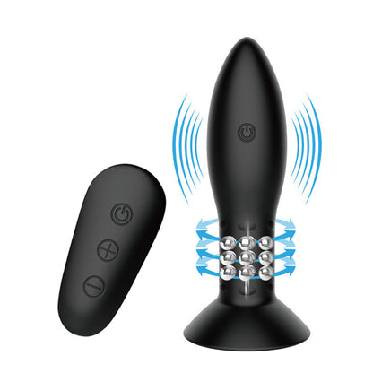 MR PLAY - ANALPLUG MIT SCHWARZEN ROTIERENDEN BÄLLEN FERNBEDIENUNG - Sexotim