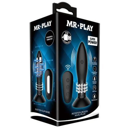 MR PLAY - ANALPLUG MIT SCHWARZEN ROTIERENDEN BÄLLEN FERNBEDIENUNG - Sexotim