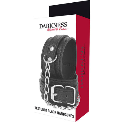 DARKNESS - HANDSCHELLEN AUS SCHWARZEM STRUKTURIERTEM LEDER - Sexotim