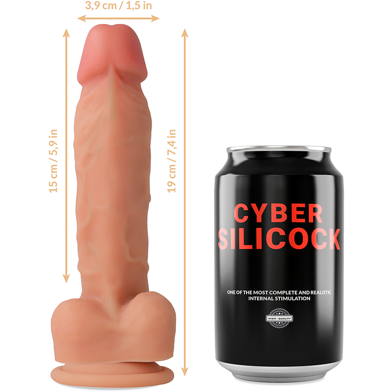 CYBER SILICOCK - STRAP-ON FLÜSSIGE SILIKON OLIVER MIT 3 RINGEN GRATIS 19 CM -O- 3.9 CM - Sexotim