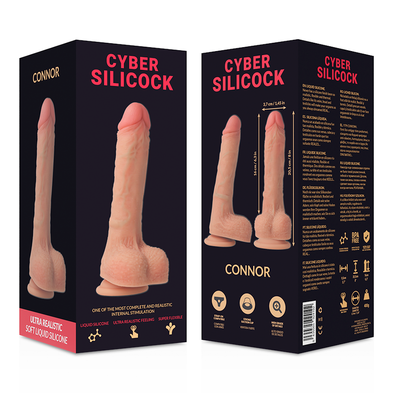 CYBER SILICOCK - STRAP-ON CONNOR FLÜSSIGE SILIKON MIT 3 RINGEN GRATIS 20.5 CM -O- 3.7 CM - Sexotim