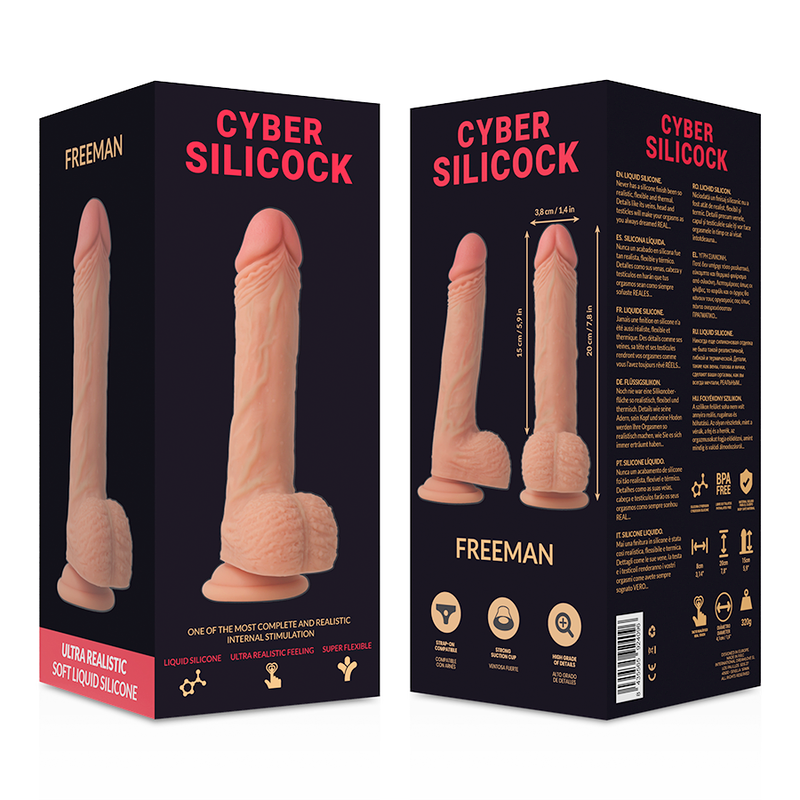 CYBER SILICOCK - STRAP-ON FREEMAN FLÜSSIGE SILIKON MIT 3 RINGEN GRATIS 20 CM -O- 3.8 CM - Sexotim