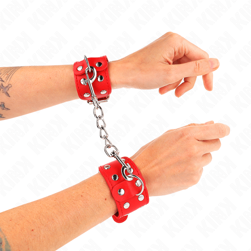 KINK - ARMBÄNDER MIT DOPPELTER REIHE VERSTELLBARER NIETEN ROT